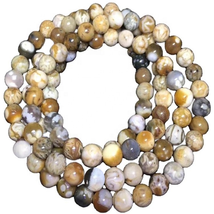 Auðvitað umferð perlur blóm og gras agate gemstone hálsmen 40