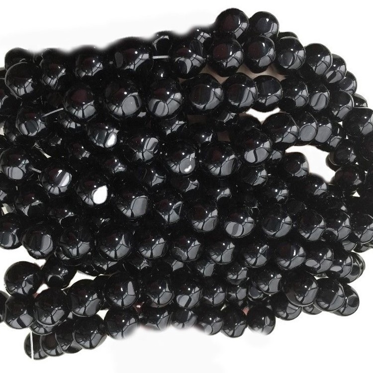 Pravi prirodni crni agat labavi perli Micro Faceed Okrugli oblik 17