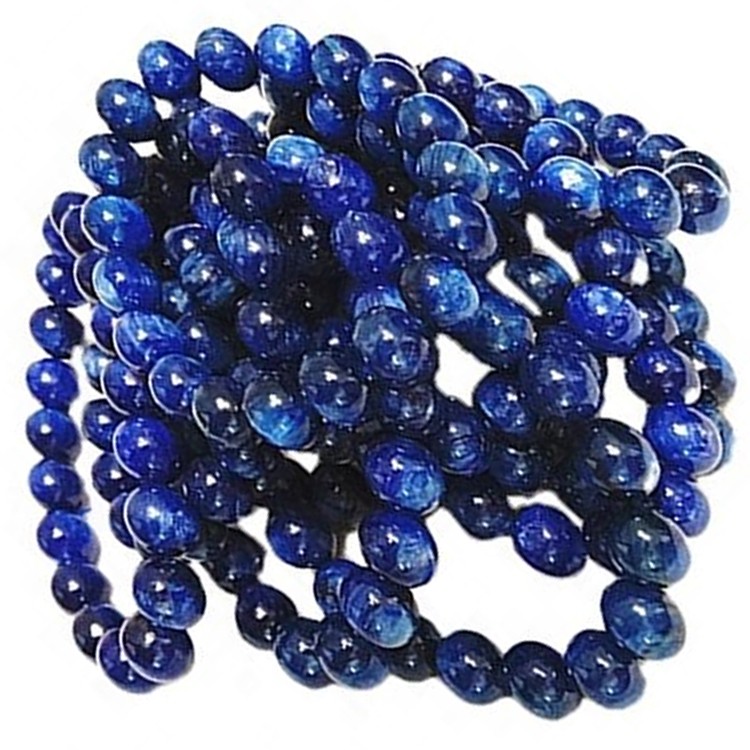 Brancatura a forma rotonda di Kyanite blu naturale Braccialetto della pietra preziosa liscia 11
