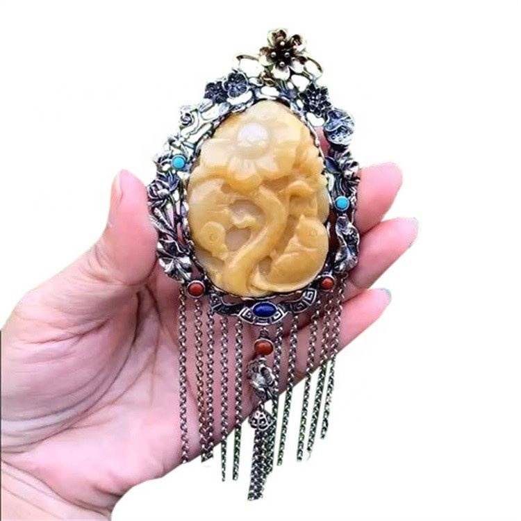 Природно жолт килибар Пендаран 925 Сребро синџир 17