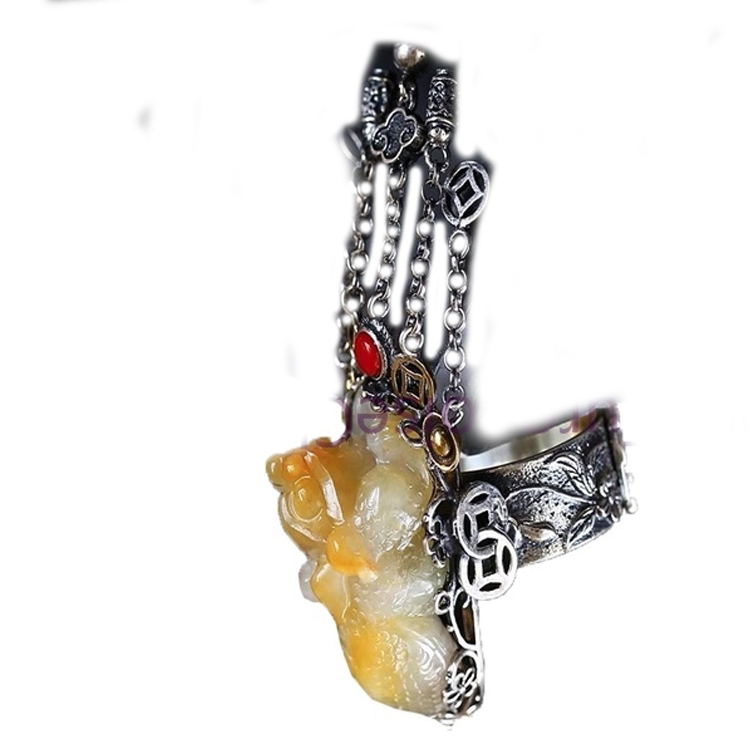 Благоприятно и изцеление пикю пръстен, луд от естествен пчелен восък Амбър 9