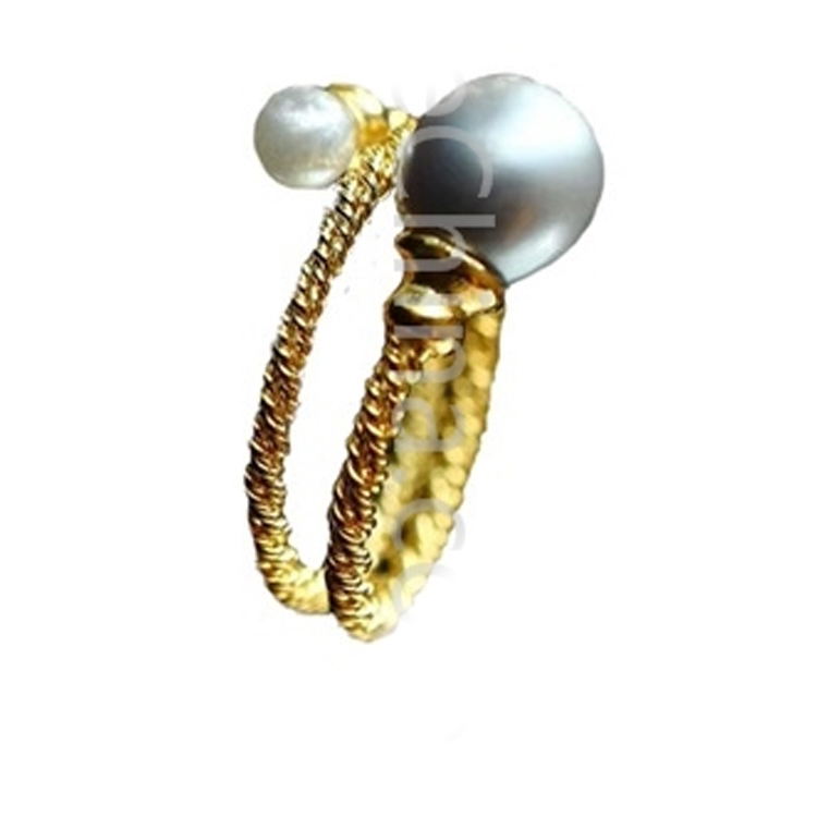 Елегантен перлен пръстен двойно бели мъниста бижута 9