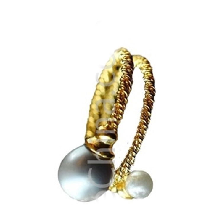 Елегантен перлен пръстен двойно бели мъниста бижута 11