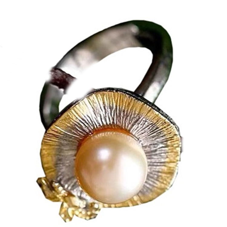 Естествен елегантен перлен пръстен скъпоценен камък 15