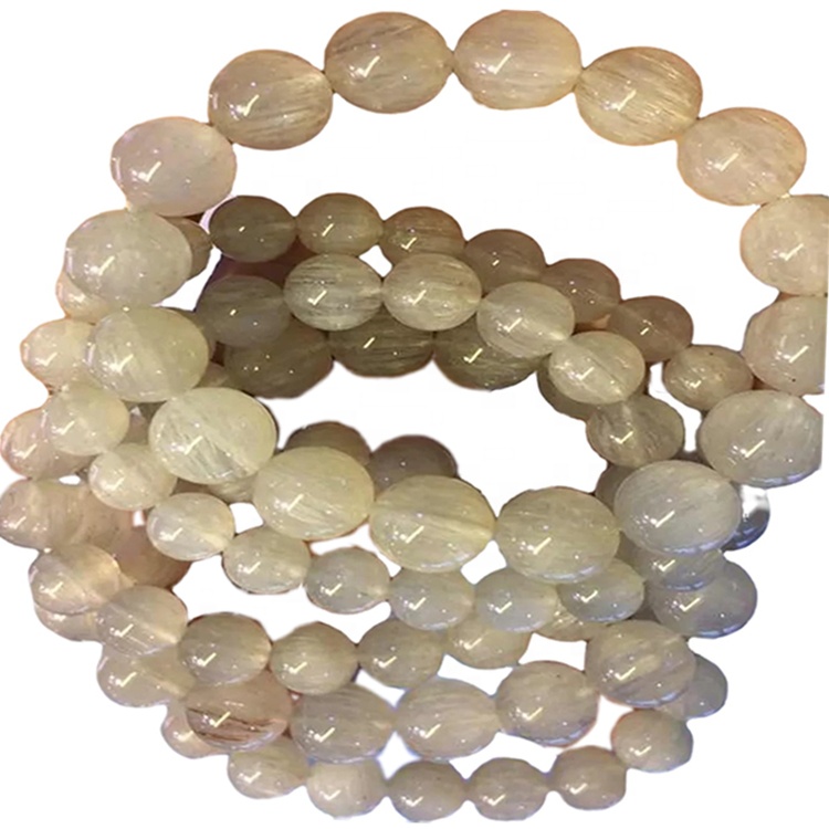 Bianco di perle rotonde al quarzo rutilato bianco Braccialetti di vendita a caldo Braccialetto da donna Pietra naturale 9