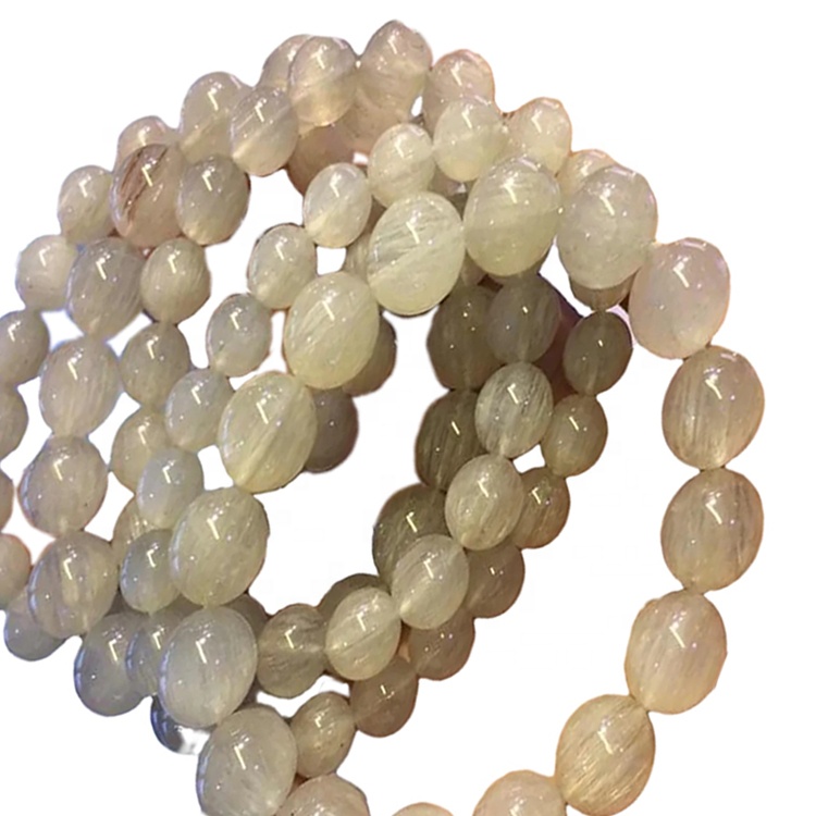 Bianco di perle rotonde al quarzo rutilato bianco Braccialetti di vendita a caldo Braccialetto da donna Pietra naturale 7