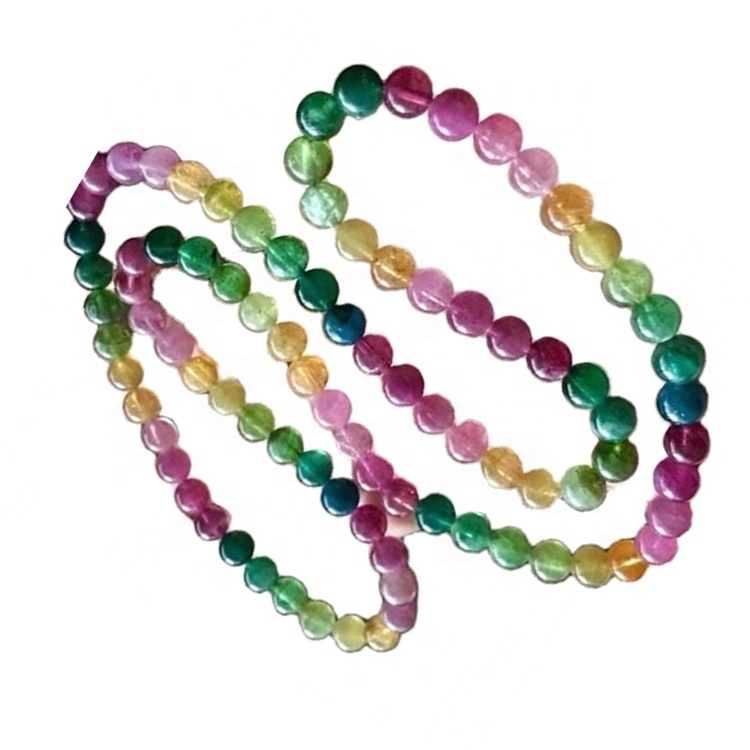 Prírodné Multi Tourmaline Loose Gemstone Hladké Round Heishi korálky 11