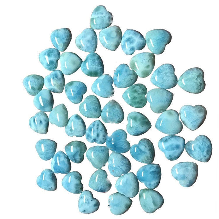 Природний Larimar у формі кабохонного полірування та гладкий камінь 23