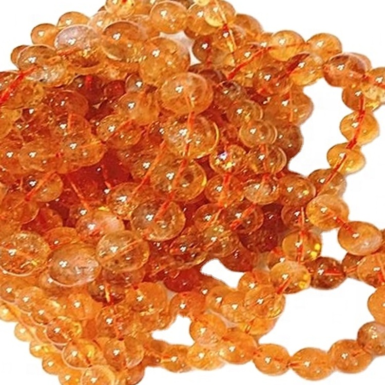 Doğal sitrin Yuvarlak şekilli boncuklar Pürüzsüz ve sarı değerli taş bilezik 7