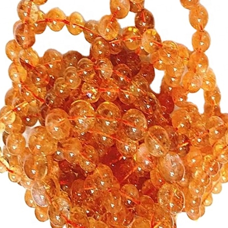 Doğal sitrin Yuvarlak şekilli boncuklar Pürüzsüz ve sarı değerli taş bilezik 9