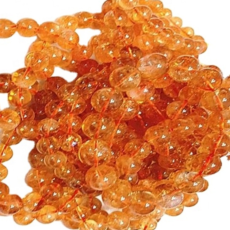 Doğal sitrin Yuvarlak şekilli boncuklar Pürüzsüz ve sarı değerli taş bilezik 11