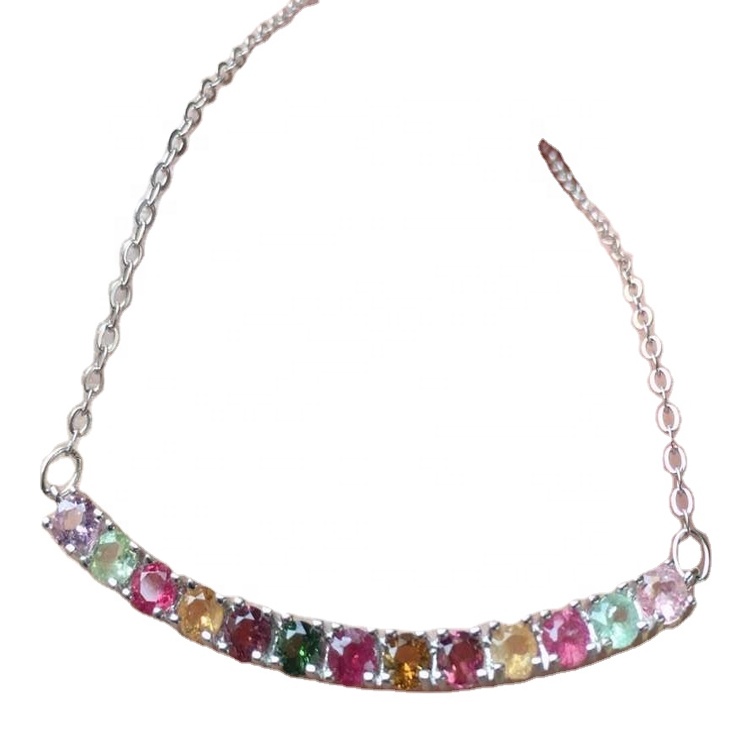 Turmalin Padparadsha Natural & Anhänger Sterling Silber 925 22