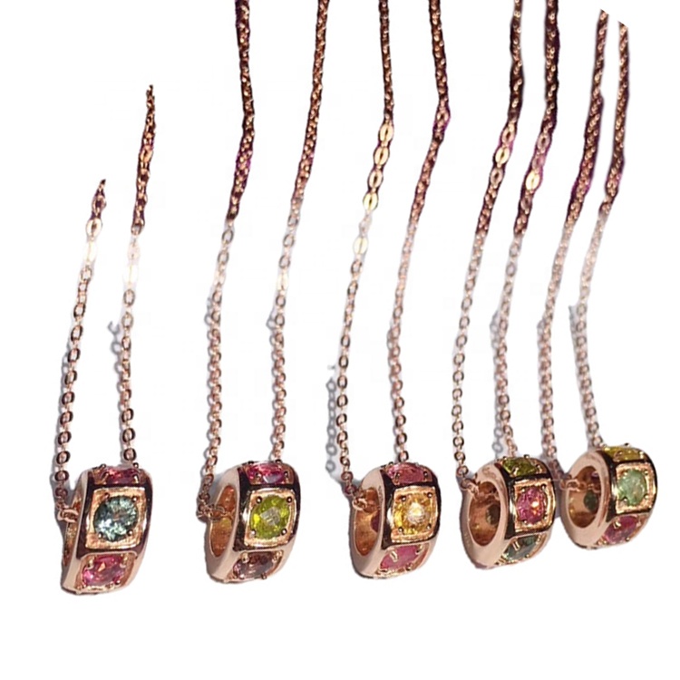 Ѓердан од турмалин мулти кварц од 925 сребрени скапоцени камења 22