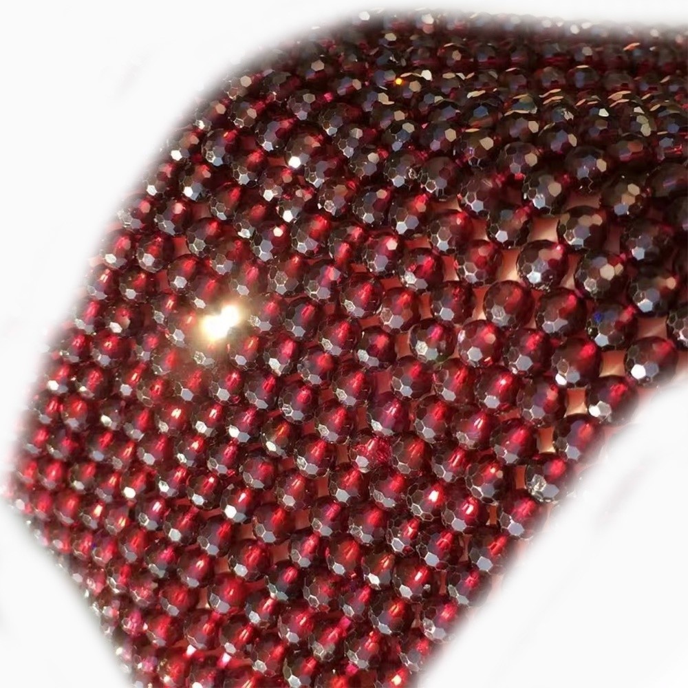 Garnet rotondo sfaccettato perline sfaccettati naturali 3-6 mm di gatto rubino occhio rosso caldo 21
