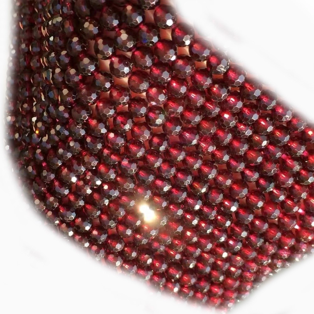 Garnet rotondo sfaccettato perline sfaccettati naturali 3-6 mm di gatto rubino occhio rosso caldo 23