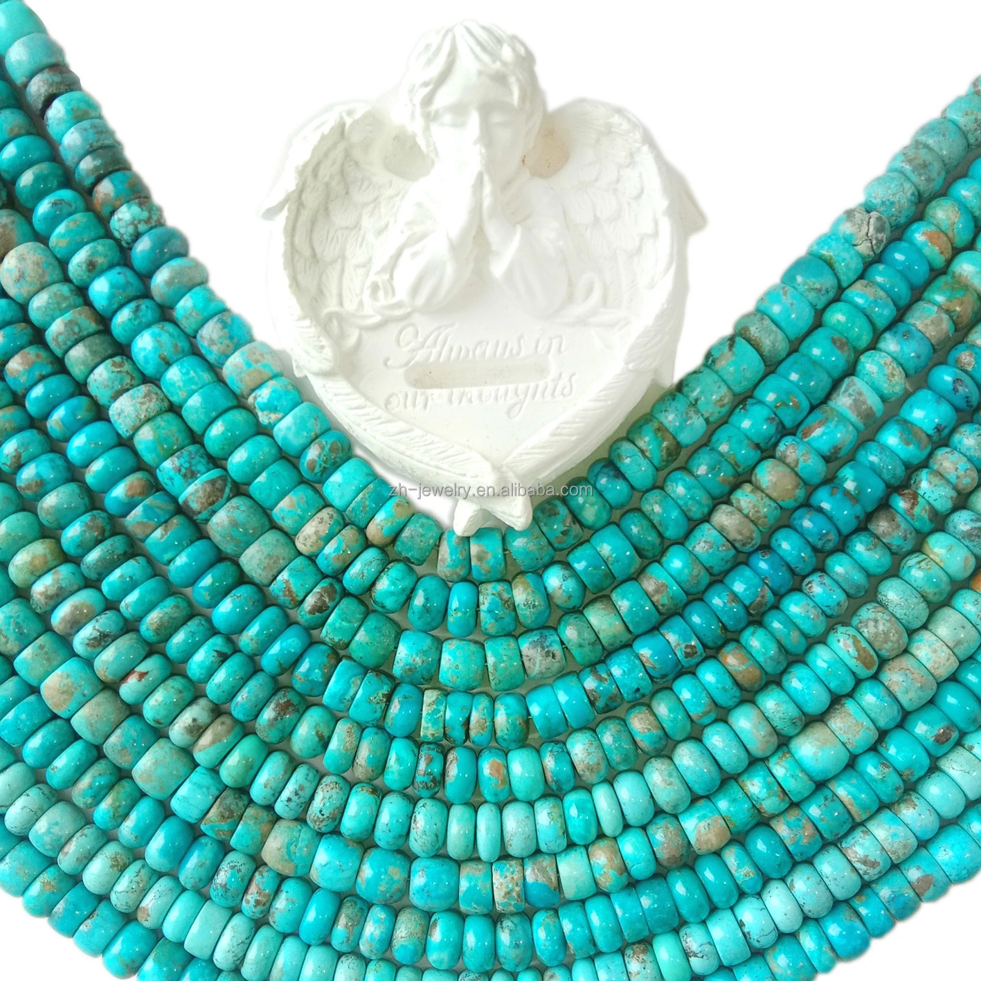Blue Turquoise Gemstone Rondelle Gréisst 10-11mm Loose Beads Large Glat Kingman Natural türkis 1