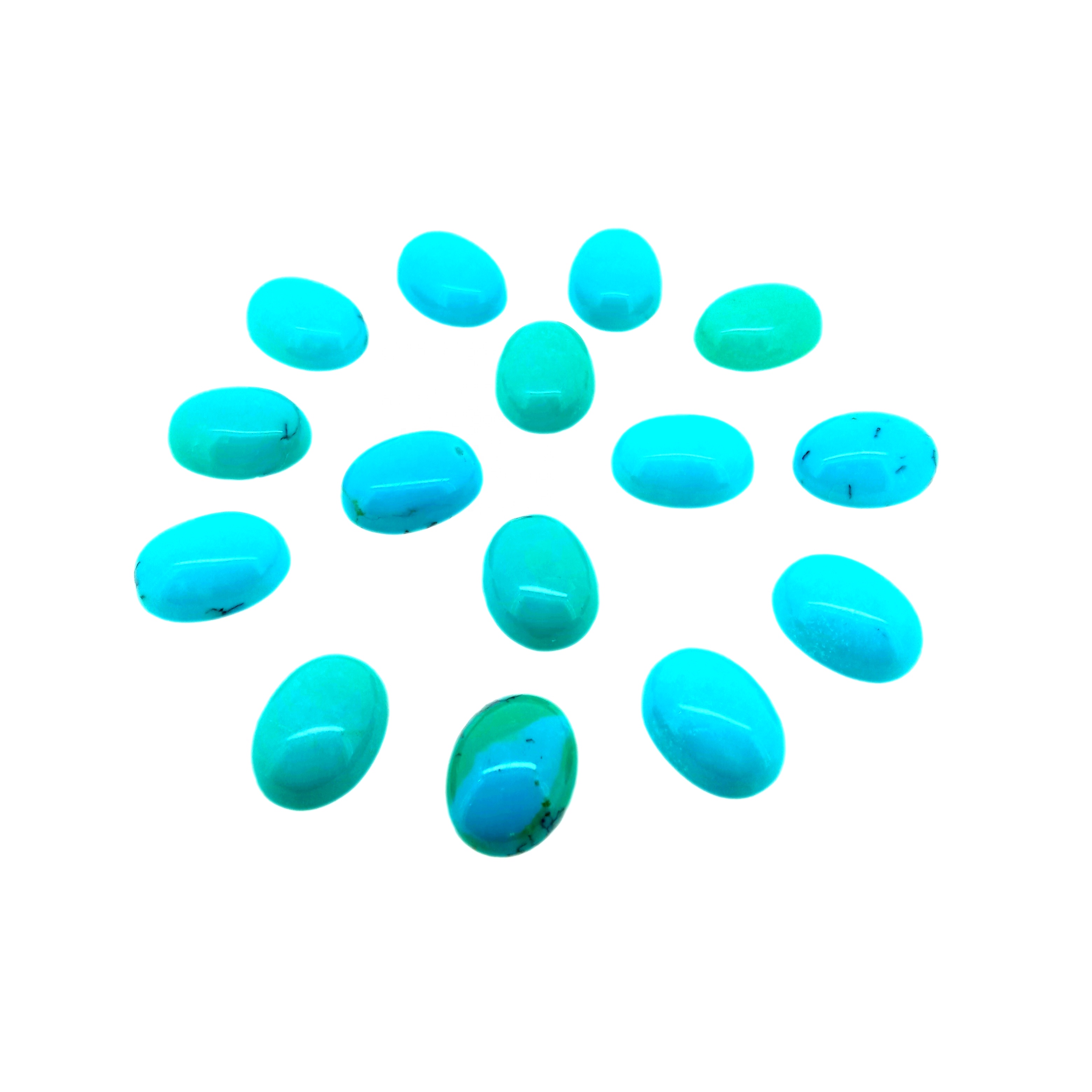 Natural Turquoise Oval Cabochon Batu Permata Longgar Untuk Perhiasan Cincin Liontin 8