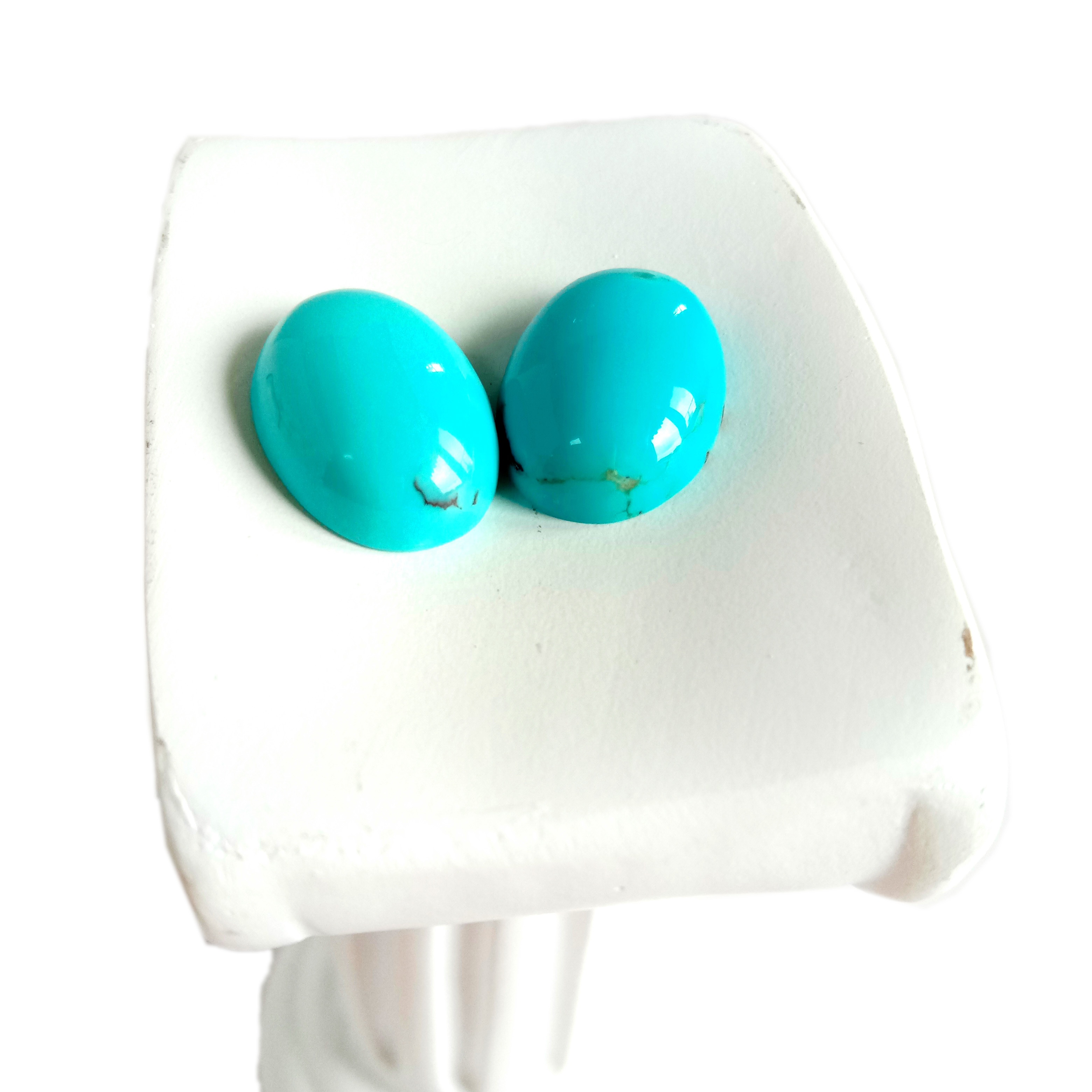 Natural Turquoise Oval Cabochon Batu Permata Longgar Untuk Perhiasan Cincin Liontin 11