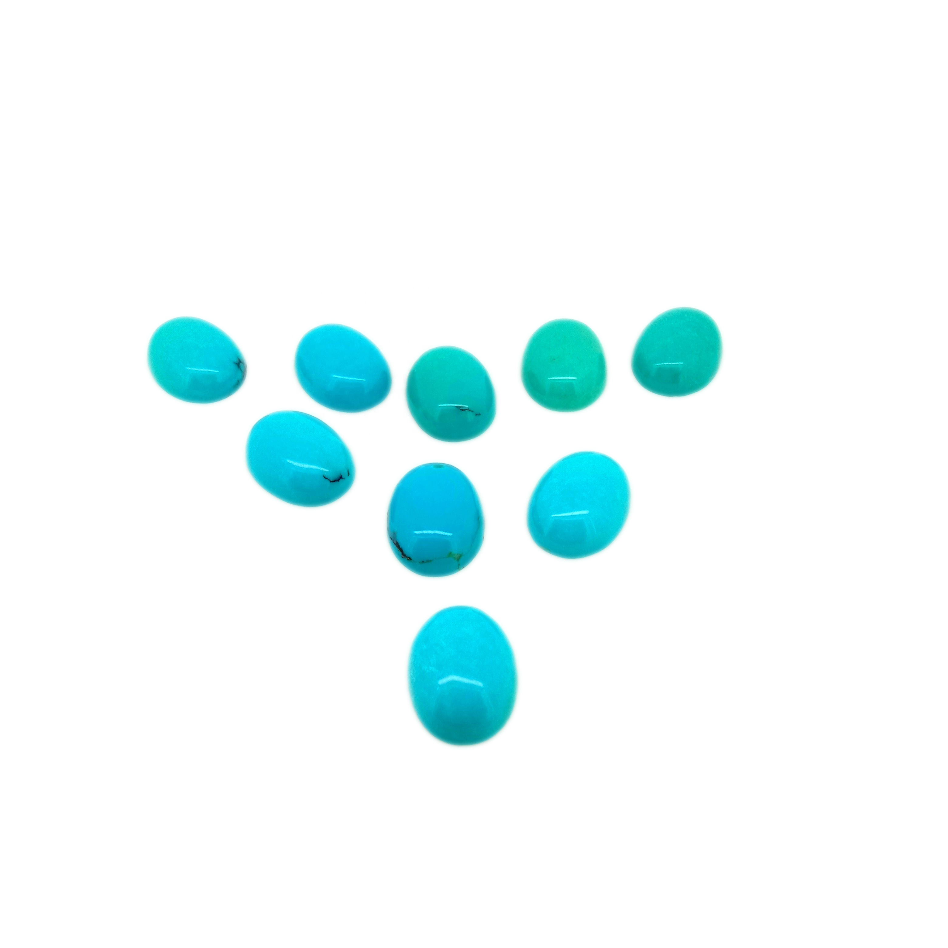 Natural Turquoise Oval Cabochon Batu Permata Longgar Untuk Perhiasan Cincin Liontin 10