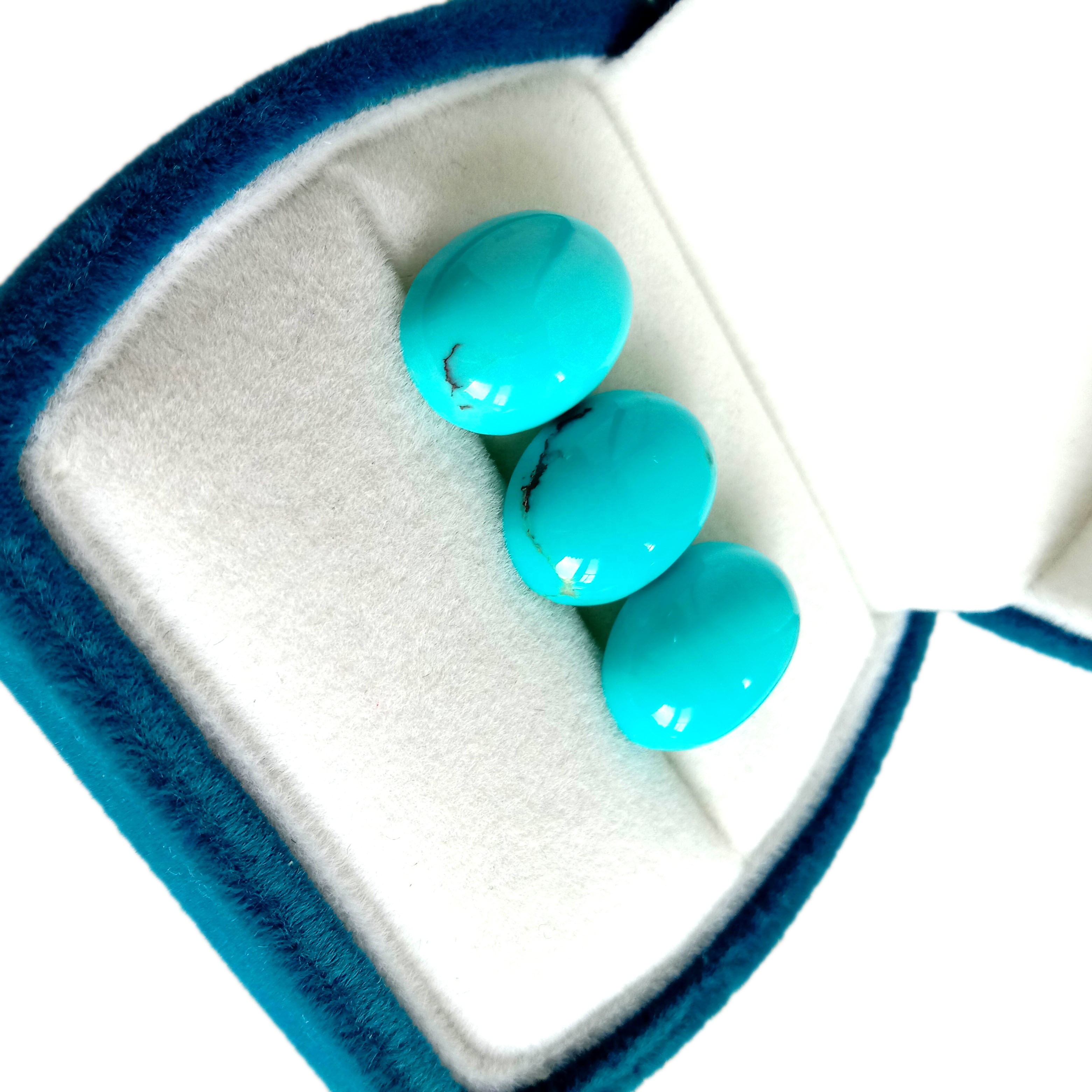 Natural Turquoise Oval Cabochon Batu Permata Longgar Untuk Perhiasan Cincin Liontin 9