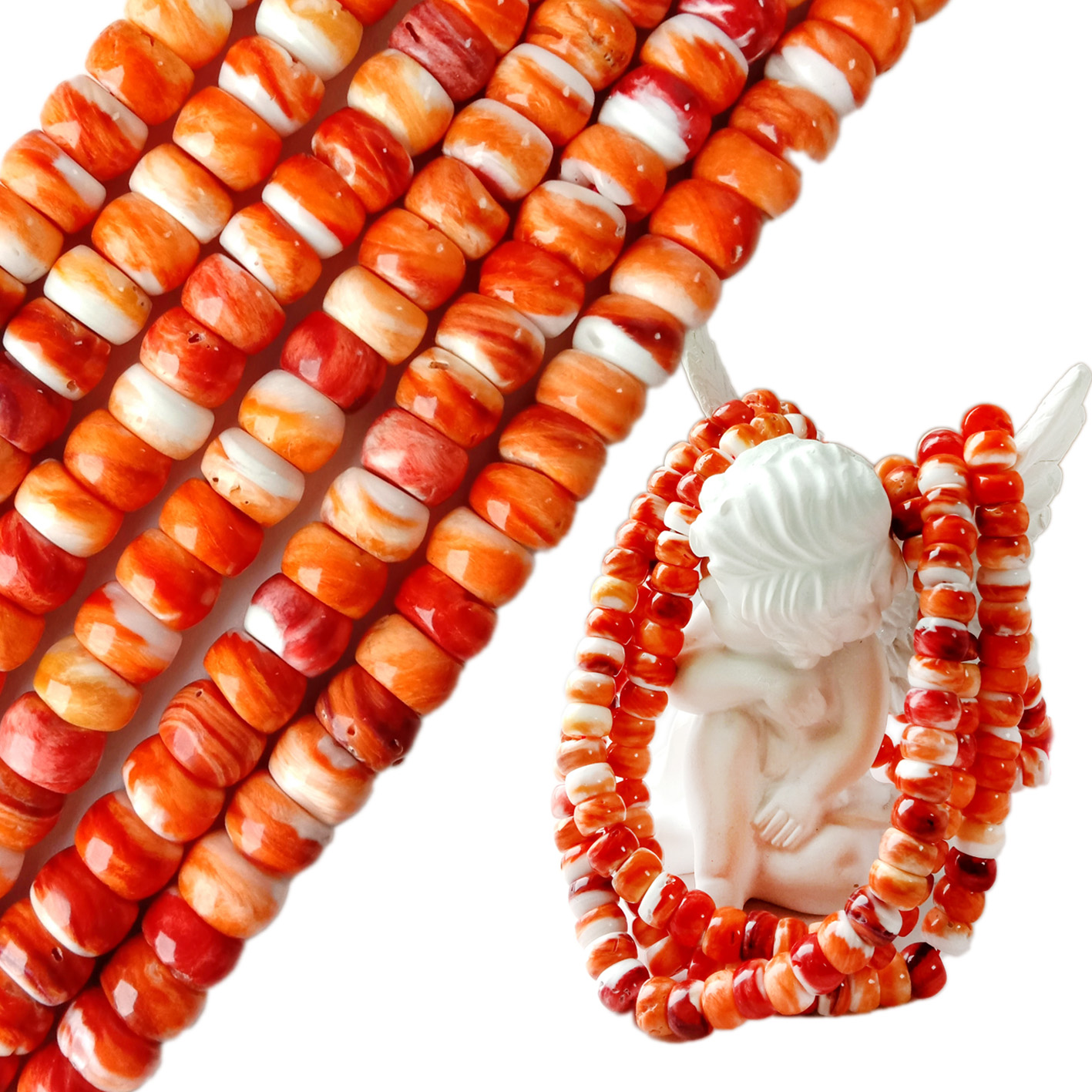 8mm Coirnín blaosc oisrí spíonacha nádúrtha Babhta Coirníní dath dearg oráiste ardchaighdeáin Chun Seodra a Dhéanamh 10