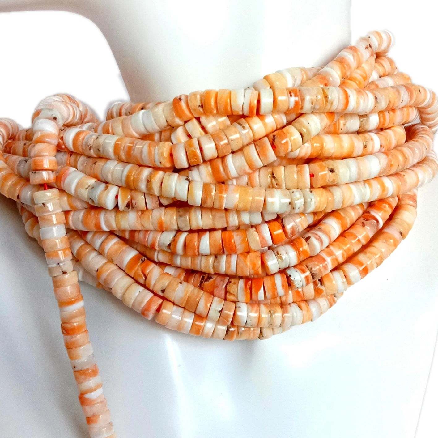 جیولری DIY کے لیے 6mm اسپائنی اویسٹر شیل بیڈز رونڈیل ہیشی موتیوں کا ہلکا اورنج اسپائنی سیپ 16 انچ فی اسٹرینڈ 1