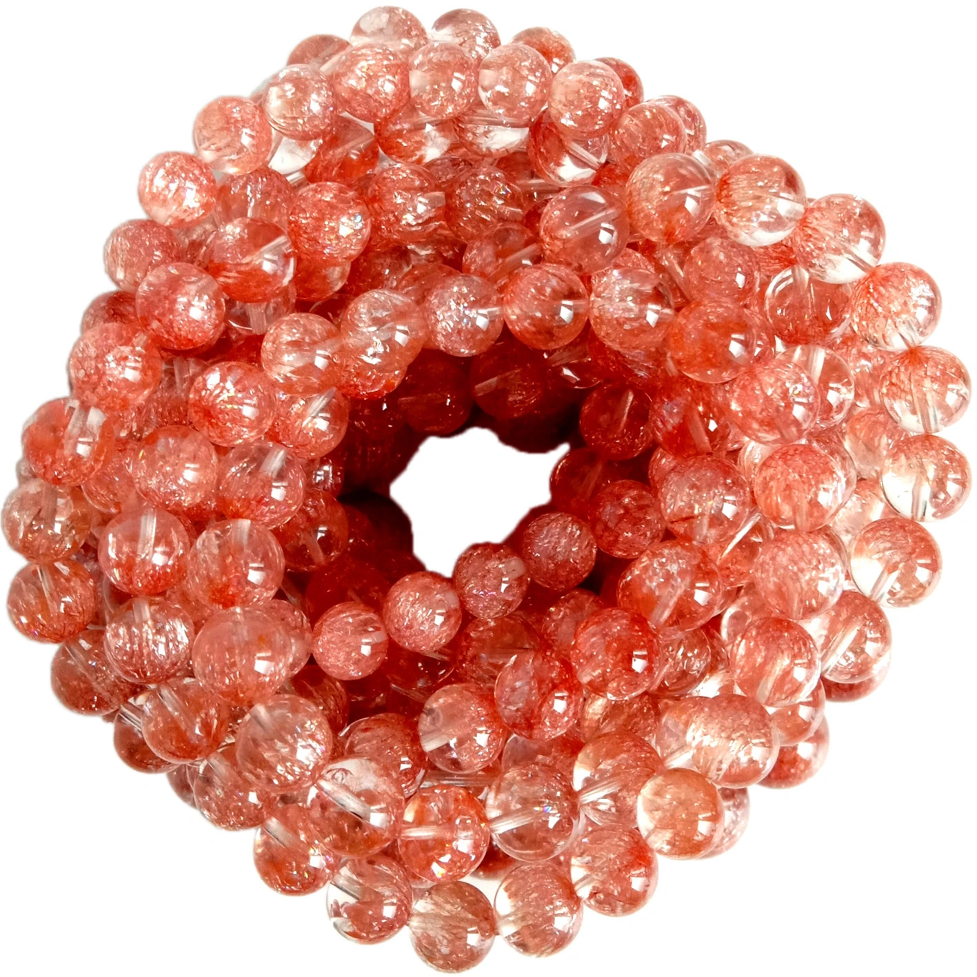 8~12mm Natural pink gold Crystal Bracelet Power Stone Love Gift for Men and Women Round Beads Fashion Jewelry Gift for Her 1