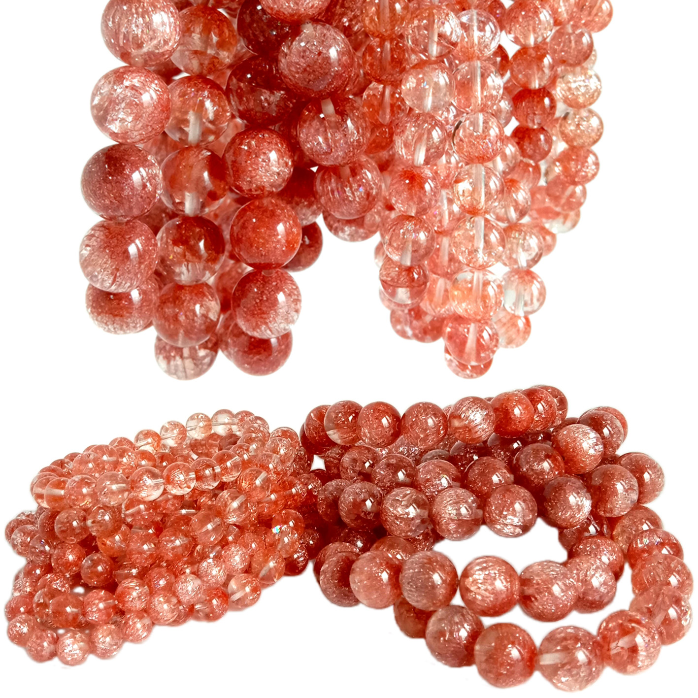 8 ~ 12mm ពណ៌ផ្កាឈូកមាសធម្មជាតិ ខ្សែដៃគ្រីស្តាល់ថាមពលថ្ម អំណោយសម្រាប់បុរស និងស្ត្រី អំណោយគ្រឿងអលង្ការម៉ូតអង្កាំជុំសម្រាប់នាង 17