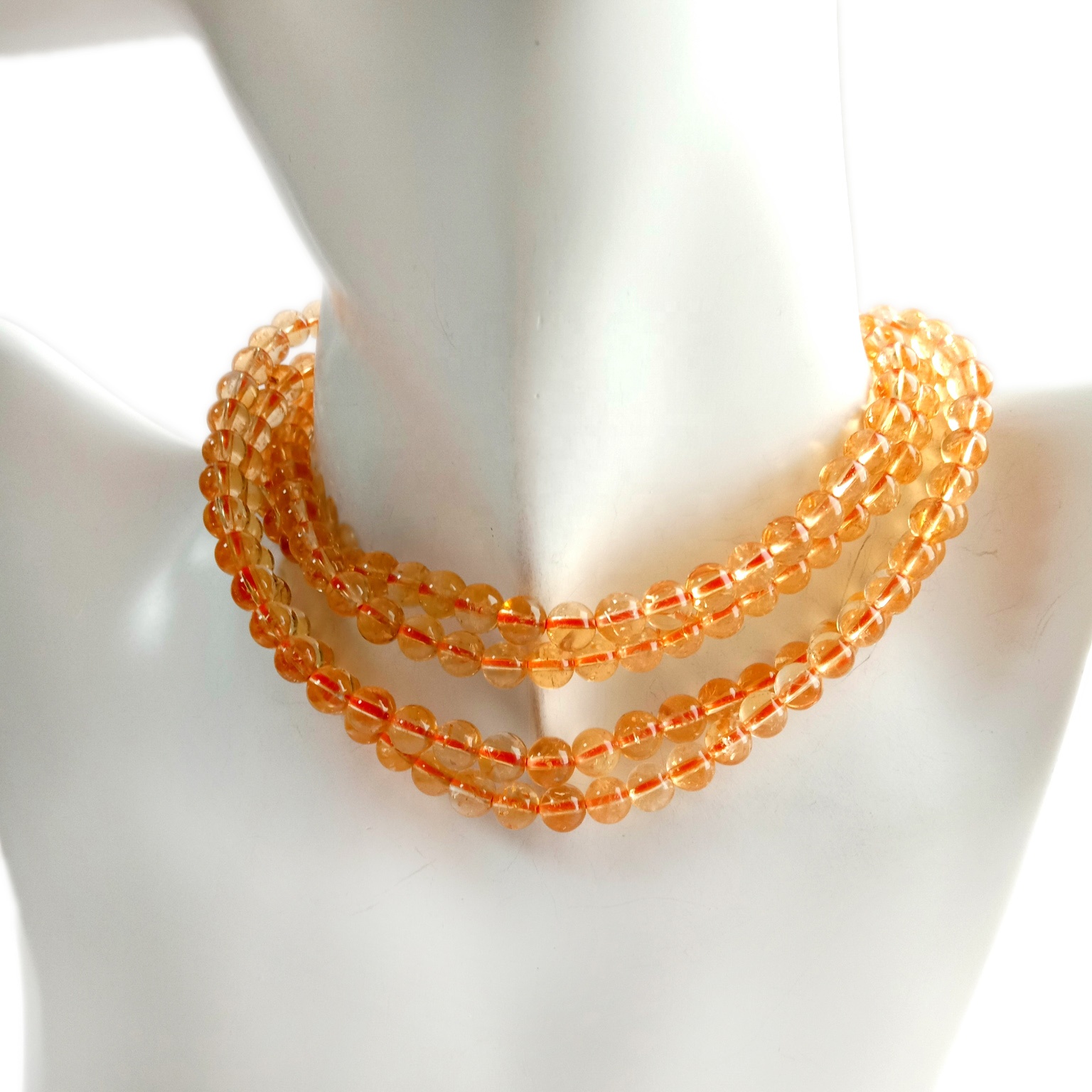 6mm ನ್ಯಾಚುರಲ್ 3A ಸಿಟ್ರಿನ್ ಪಾಲಿಶ್ ಮಾಡಿದ ರೌಂಡ್ ಮಣಿಗಳು 16 ಇಂಚಿನ ಸ್ಟ್ರಾಂಡ್ 10