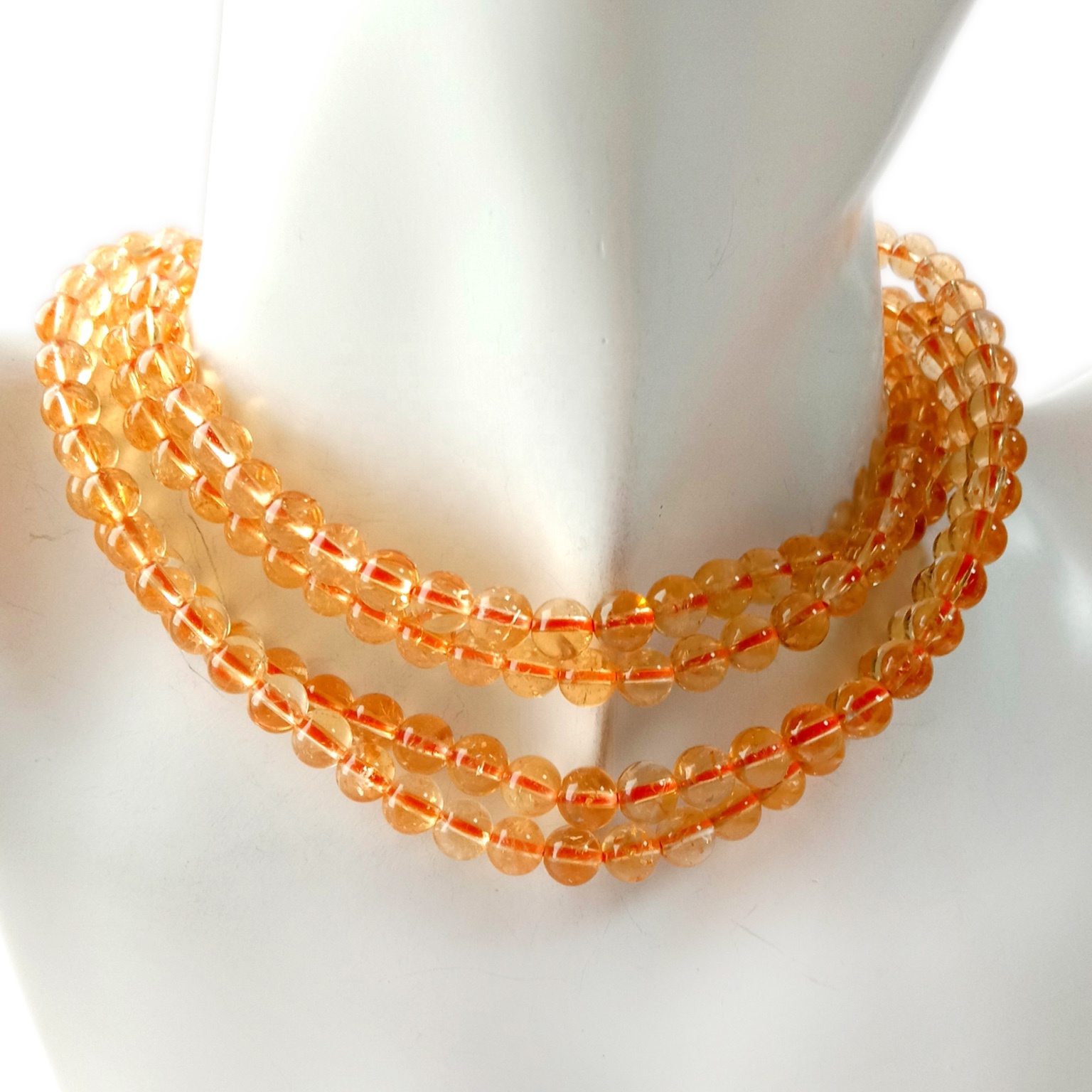 6mm ನ್ಯಾಚುರಲ್ 3A ಸಿಟ್ರಿನ್ ಪಾಲಿಶ್ ಮಾಡಿದ ರೌಂಡ್ ಮಣಿಗಳು 16 ಇಂಚಿನ ಸ್ಟ್ರಾಂಡ್ 7