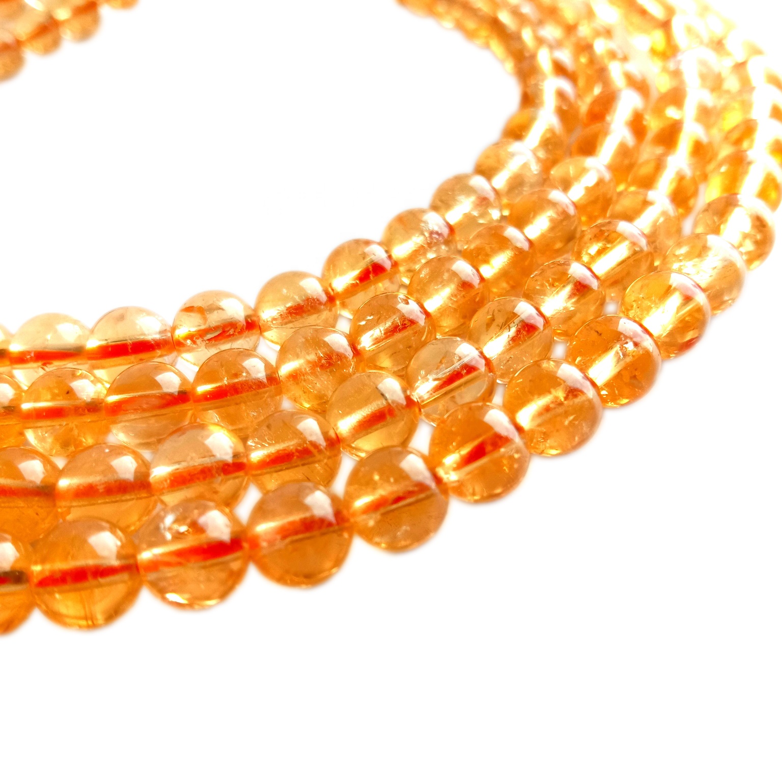 6mm ನ್ಯಾಚುರಲ್ 3A ಸಿಟ್ರಿನ್ ಪಾಲಿಶ್ ಮಾಡಿದ ರೌಂಡ್ ಮಣಿಗಳು 16 ಇಂಚಿನ ಸ್ಟ್ರಾಂಡ್ 8