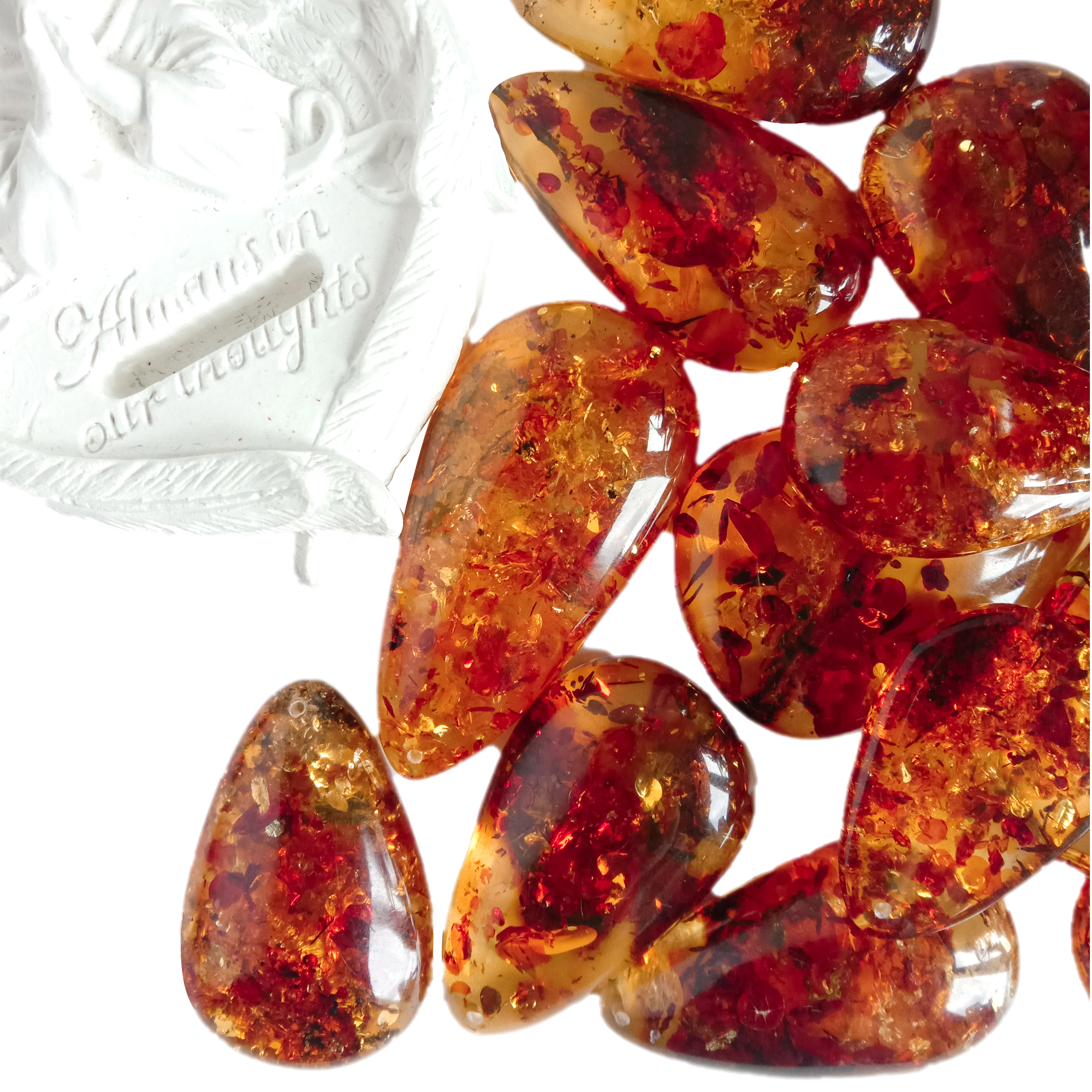 Алмуруттун формасы янтарь Кабочон Бош асыл таш Сапаттуу Балтика янтарсы жылмакай таш зергерчилик үчүн 11