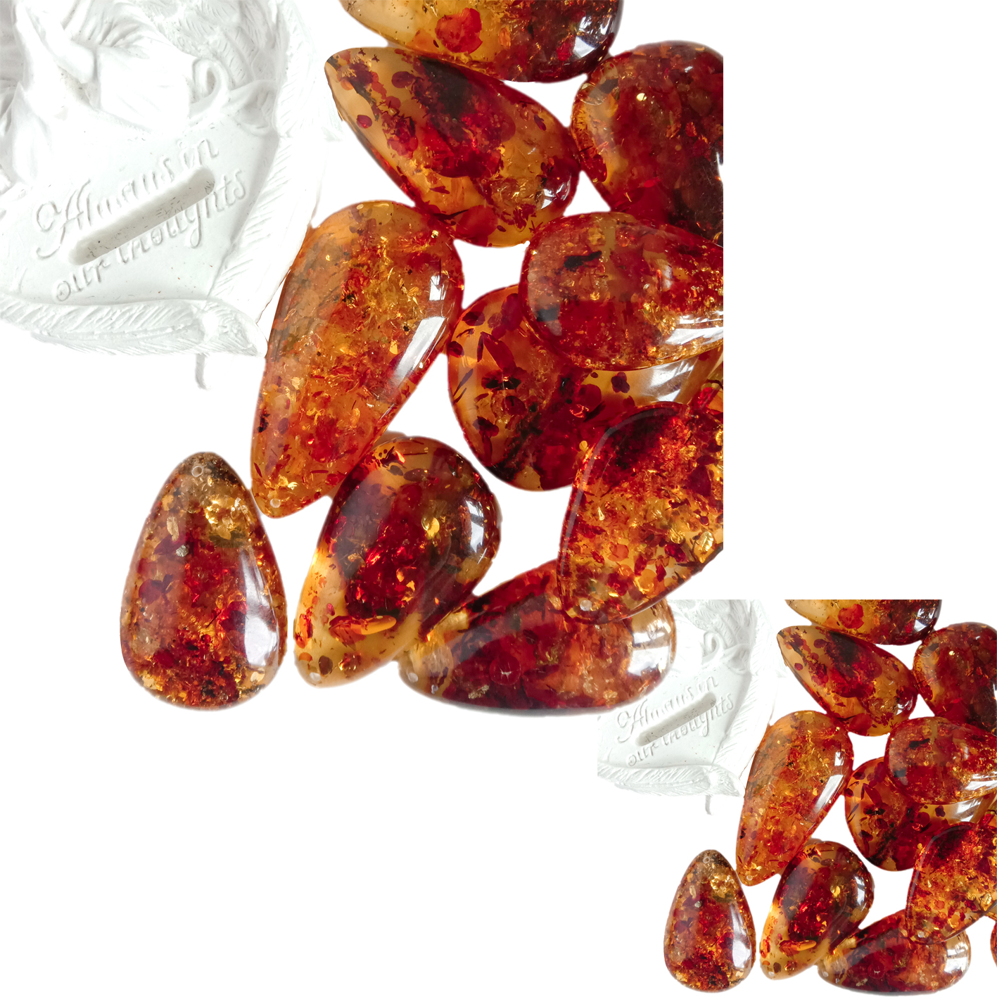 Алмуруттун формасы янтарь Кабочон Бош асыл таш Сапаттуу Балтика янтарсы жылмакай таш зергерчилик үчүн 9