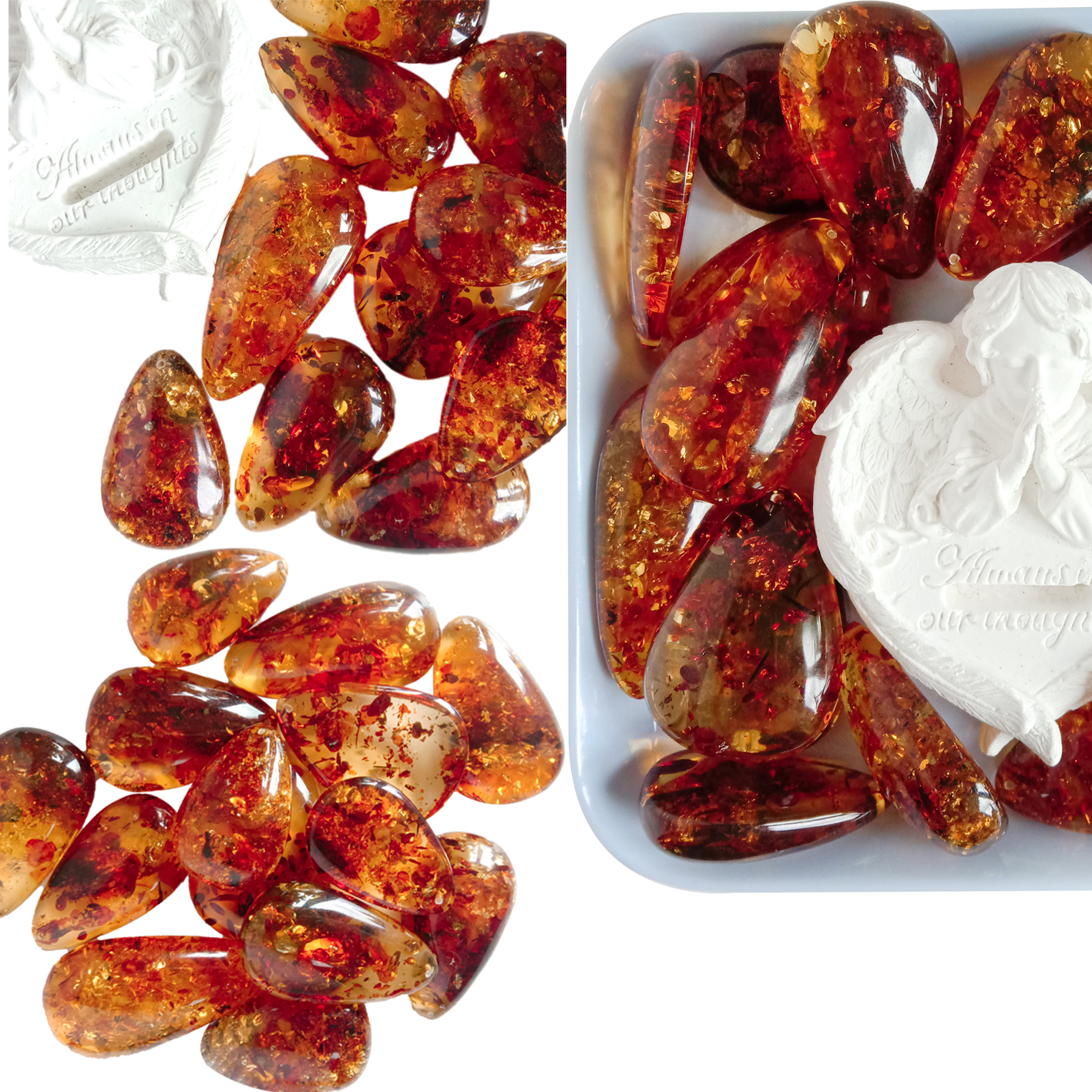 Алмуруттун формасы янтарь Кабочон Бош асыл таш Сапаттуу Балтика янтарсы жылмакай таш зергерчилик үчүн 8