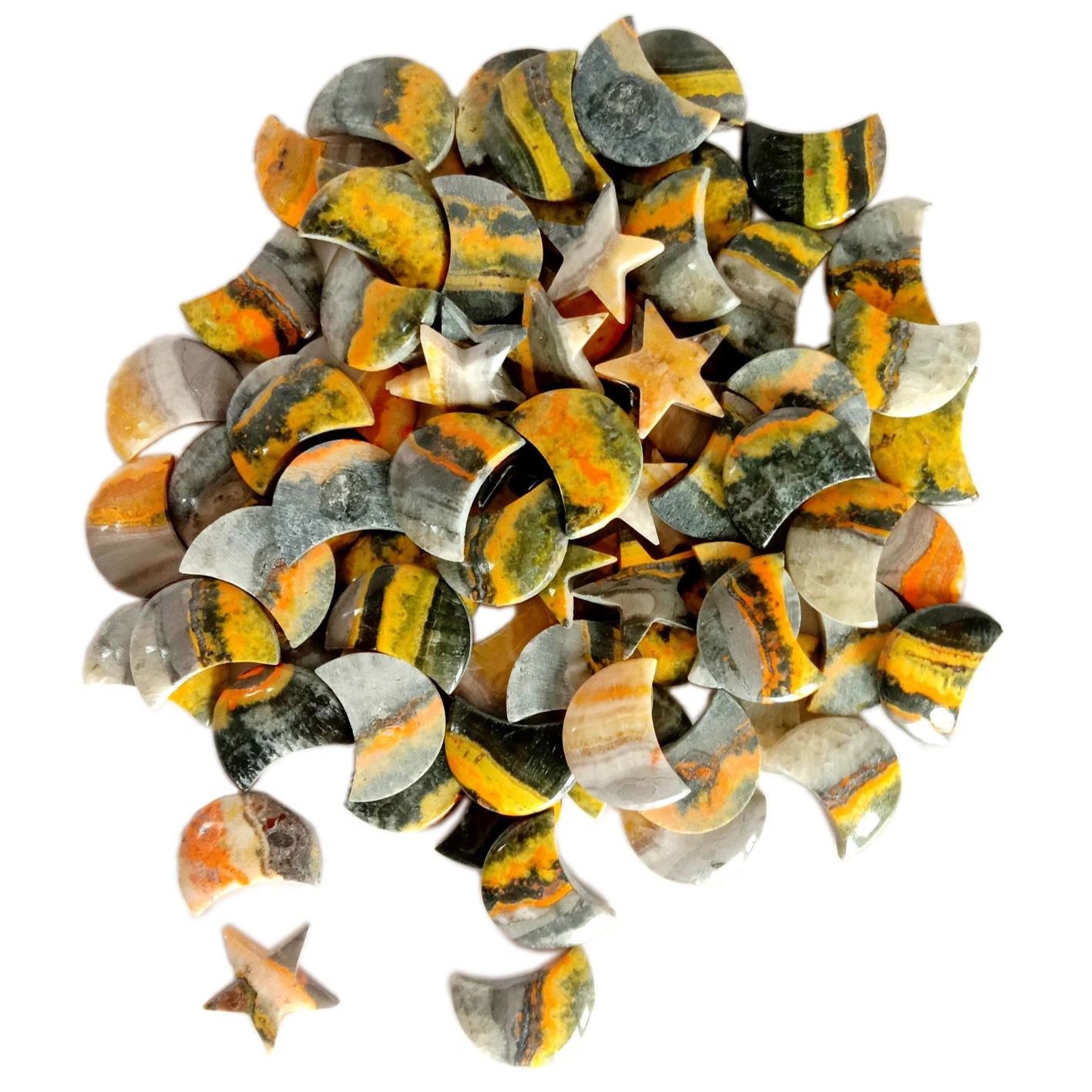 Natural Bumblebee Jasper Gemstone Cabochon moon Star Shape top quality Loose Bumblebee Stone For Jewelry Making 1