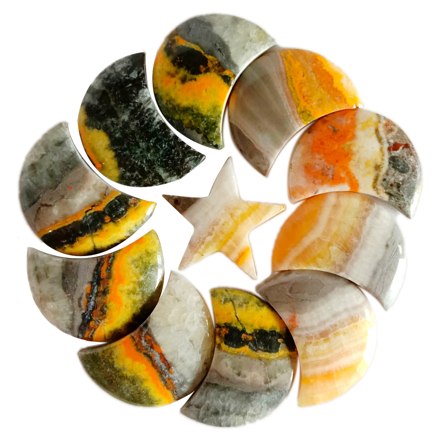 Pedra de borinot natural Jasper Caboixó lluna en forma d'estrella Pedra solta de borinot de primera qualitat per a la fabricació de joies 9