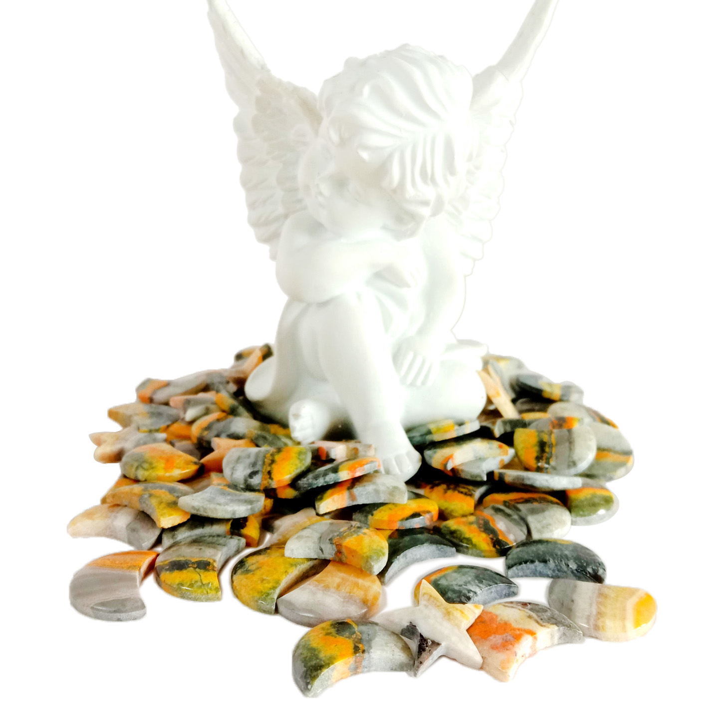 Pedra de borinot natural Jasper Caboixó lluna en forma d'estrella Pedra solta de borinot de primera qualitat per a la fabricació de joies 11