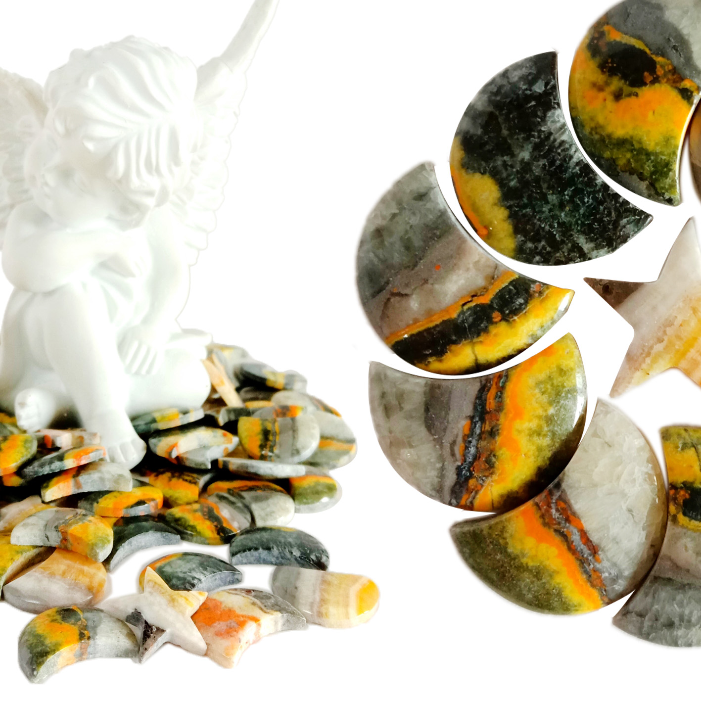 Pedra de borinot natural Jasper Caboixó lluna en forma d'estrella Pedra solta de borinot de primera qualitat per a la fabricació de joies 15