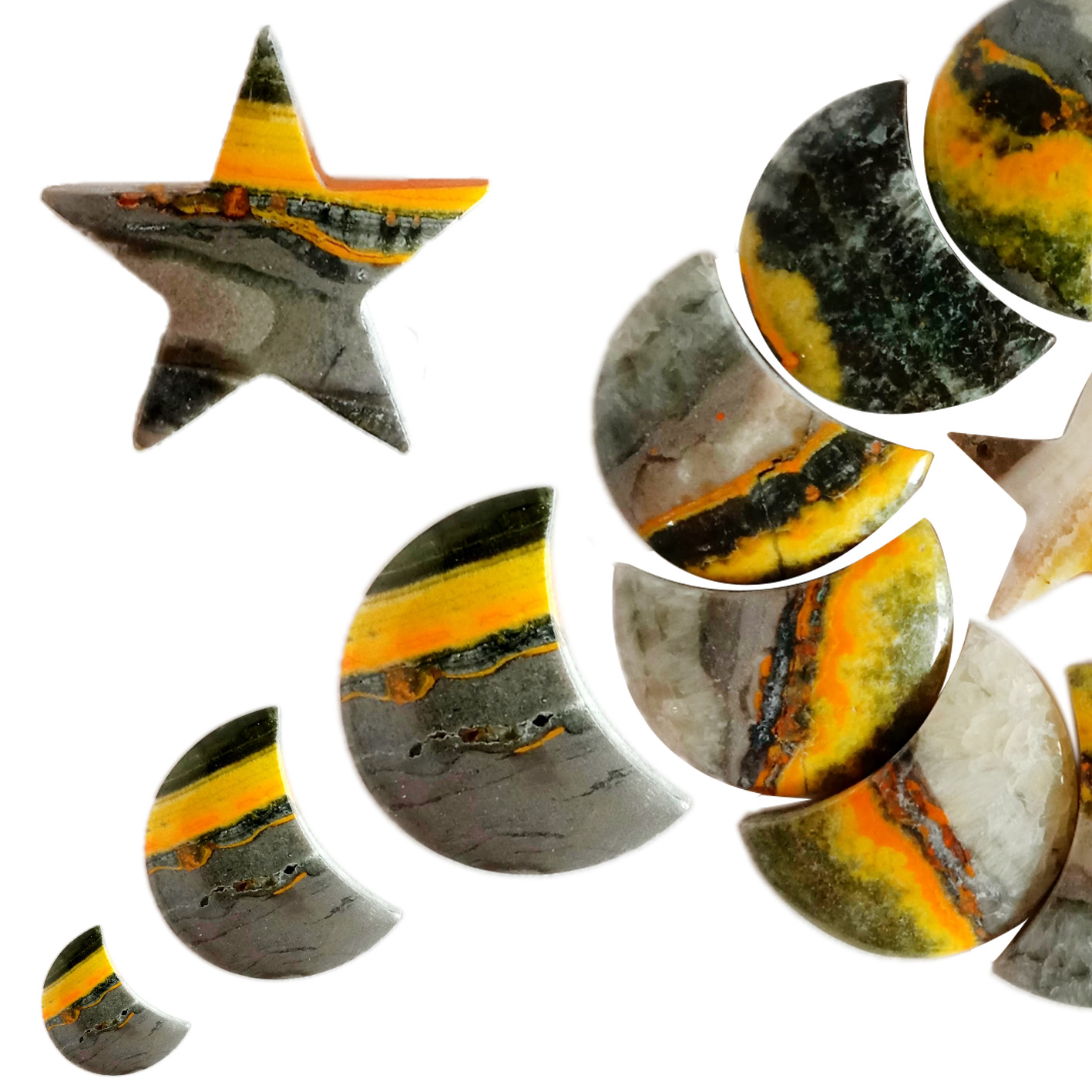 Pedra de borinot natural Jasper Caboixó lluna en forma d'estrella Pedra solta de borinot de primera qualitat per a la fabricació de joies 17