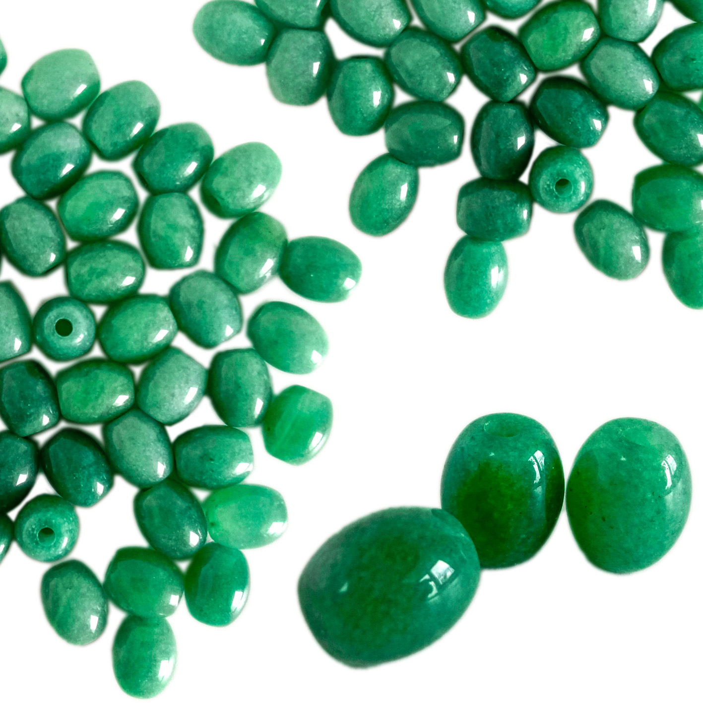 अचम्मको गुणस्तरको हरियो एभेन्चुरिन रत्न क्याबोचन गोलो ढिलो मोती प्वाल भएको १४*१२ मिमी पालिस एभेन्चुरिन स्टोन 13