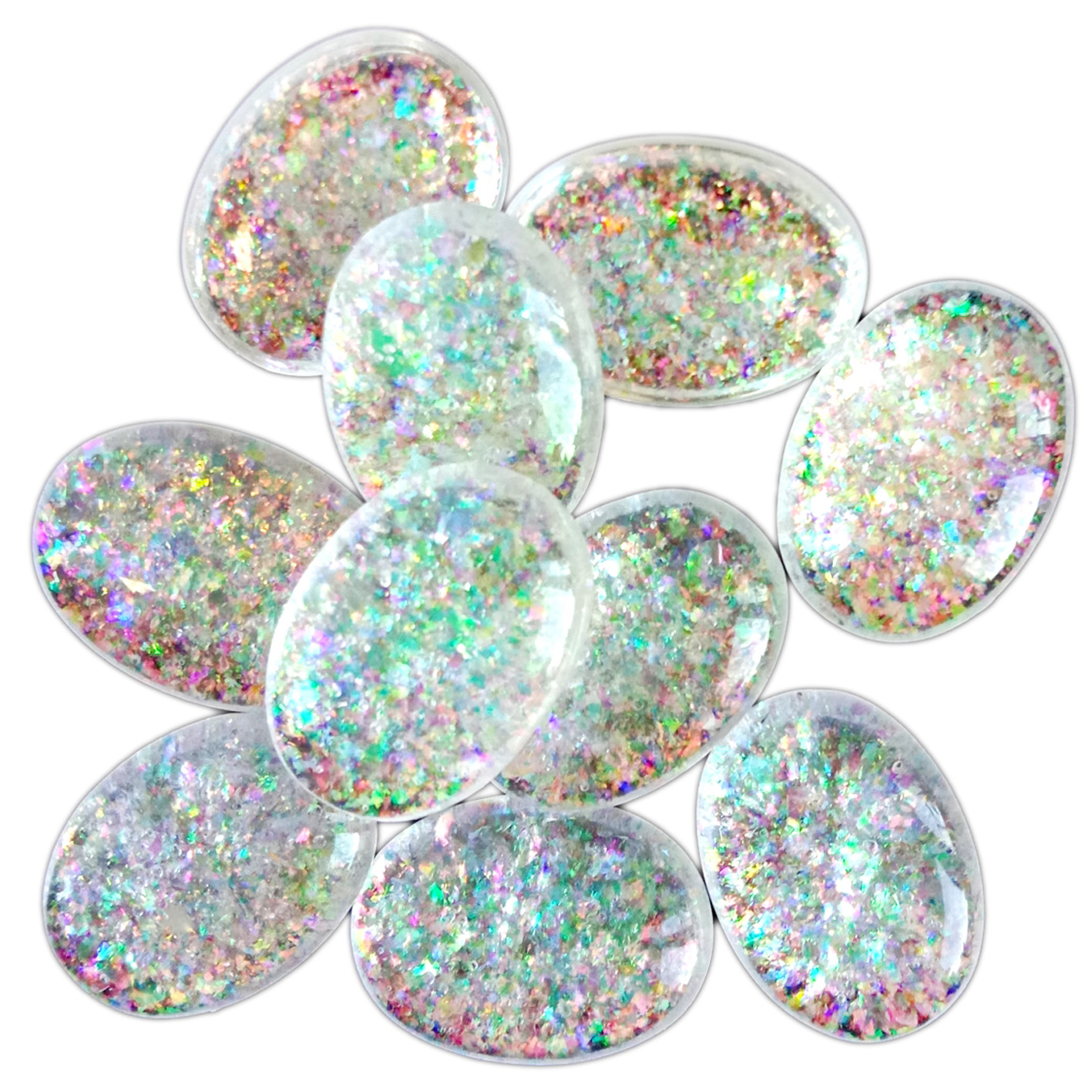 13 * 18mm opal Cabochons beads ọcha na-egbuke egbuke maka ime ihe ịchọ mma. 7