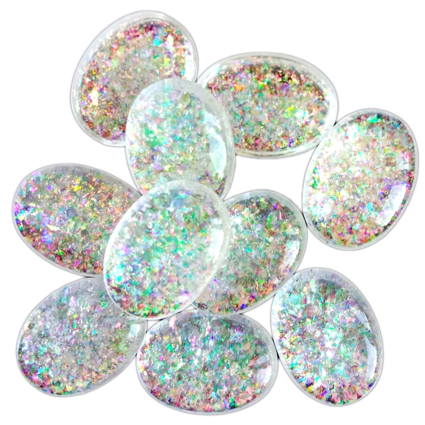 13 * 18mm opal Cabochons beads ọcha na-egbuke egbuke maka ime ihe ịchọ mma. 1