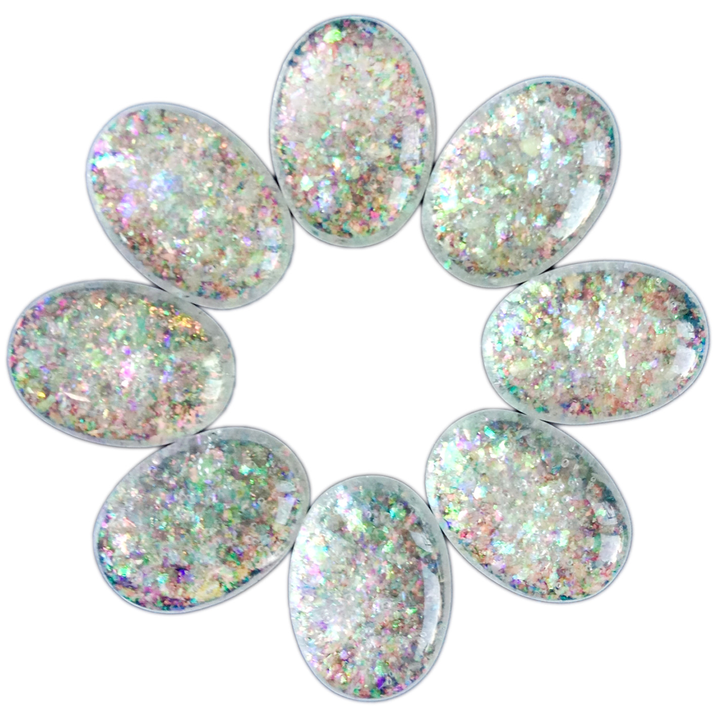 13 * 18mm opal Cabochons beads ọcha na-egbuke egbuke maka ime ihe ịchọ mma. 8