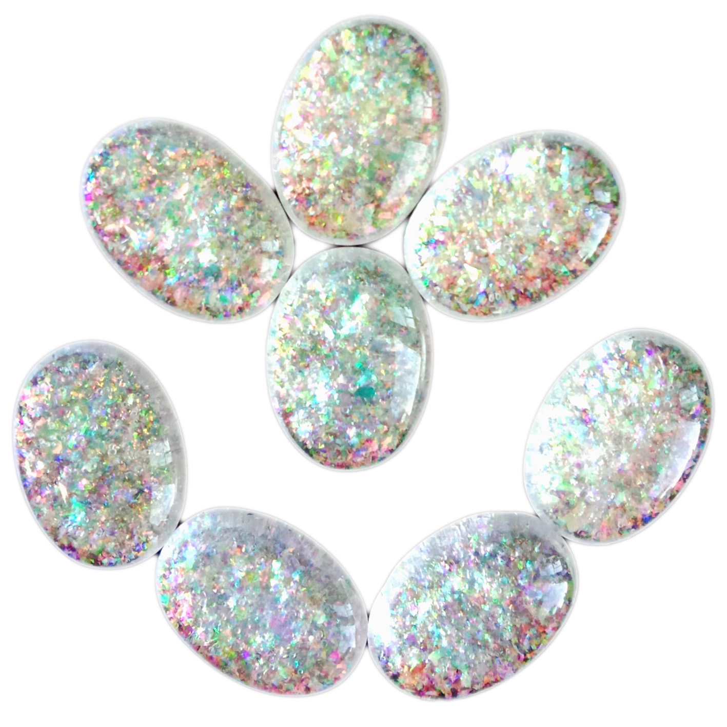 13 * 18mm opal Cabochons beads ọcha na-egbuke egbuke maka ime ihe ịchọ mma. 9