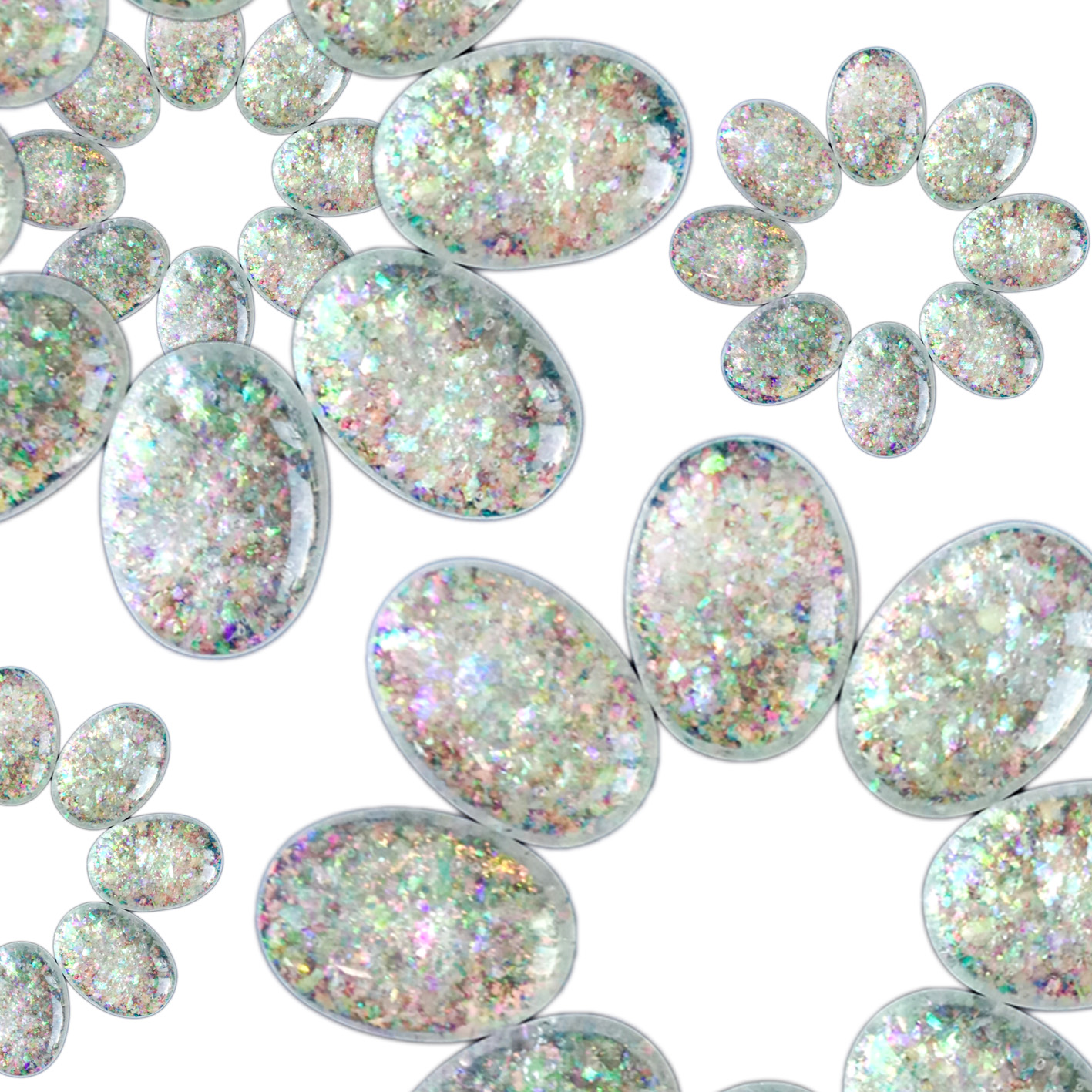 13 * 18mm opal Cabochons beads ọcha na-egbuke egbuke maka ime ihe ịchọ mma. 12