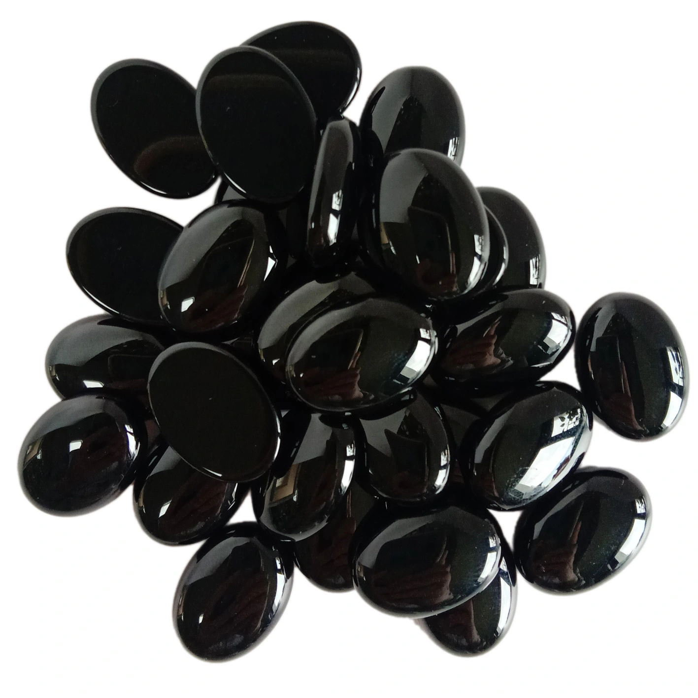 13 Mm * 18 Mm Hitam Batu Akik Oval Bentuk Halus Cabochon Batu Alam Agate Perhiasan Membuat Batu Permata 1