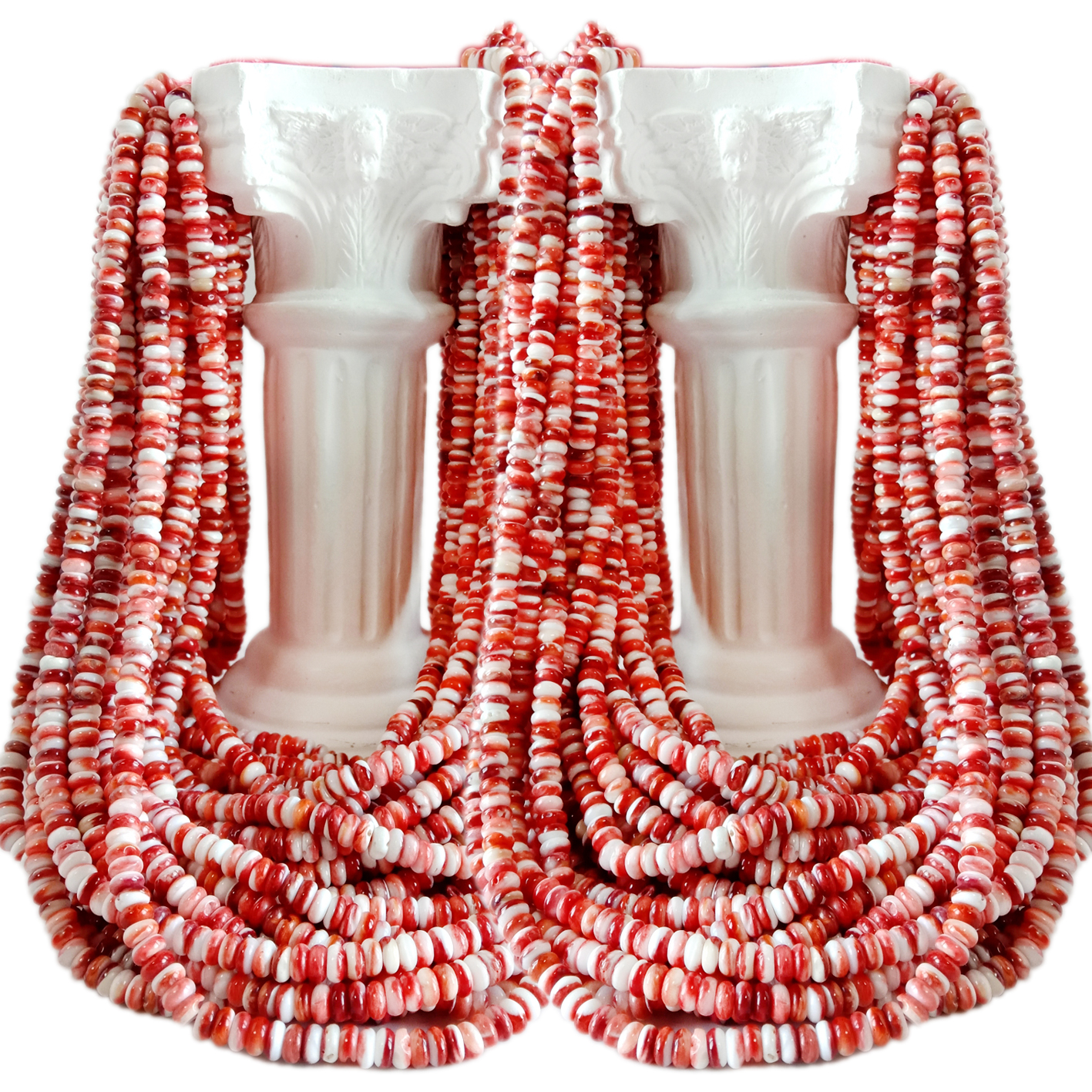 ನೆಕ್ಲೇಸ್ ಕಿವಿಯೋಲೆ ಆಭರಣ ಸೆಟ್ ಮಾಡಲು ನೈಸರ್ಗಿಕ ಕೆಂಪು ಸ್ಪೈನಿ ಸಿಂಪಿ ಶೆಲ್ ಮಣಿಗಳು 5mm ಸುತ್ತಿನಲ್ಲಿ 9