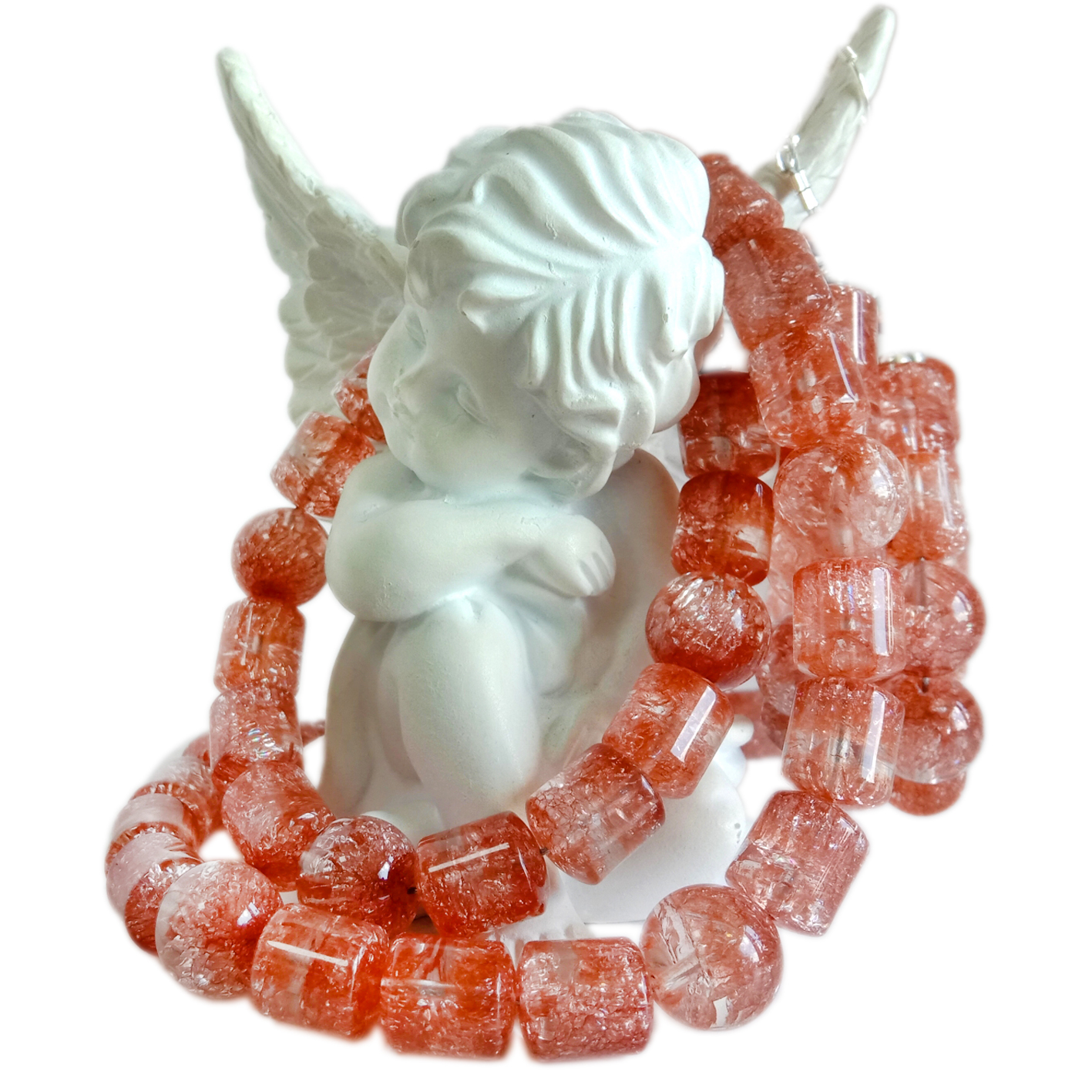 Belles perles lisses de quartz rutilé ensemble de pierres précieuses collier bracelet boucle d'oreille bijoux cadeaux uniques pour les femmes 8