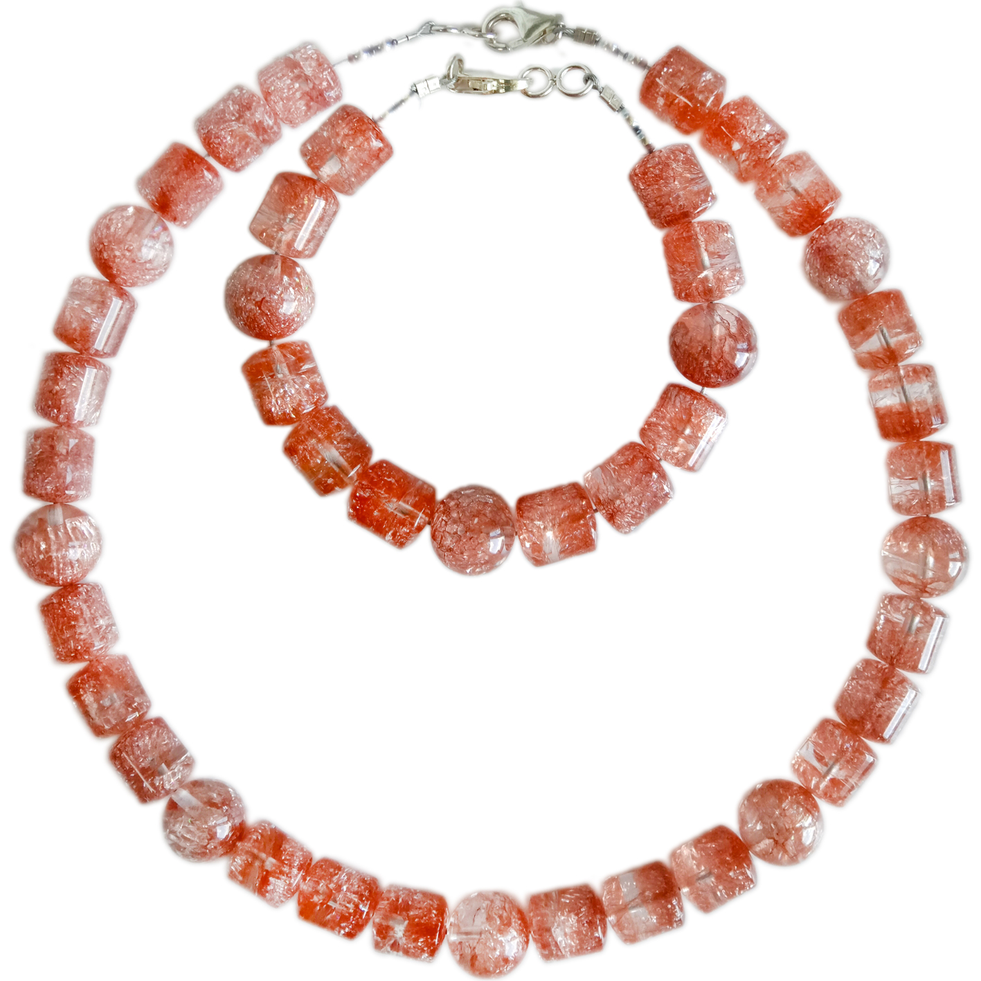 Belles perles lisses de quartz rutilé ensemble de pierres précieuses collier bracelet boucle d'oreille bijoux cadeaux uniques pour les femmes 9