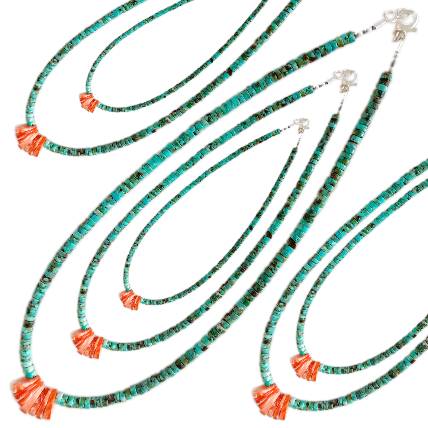 4mm يېشىل تەبىئىي تۇركۇزا تۇرۇبىسى شەكىللىك مونچاق ئاپېلسىن Spiny Oyster قېپى نېپىز تۇرخۇن بويۇن 10